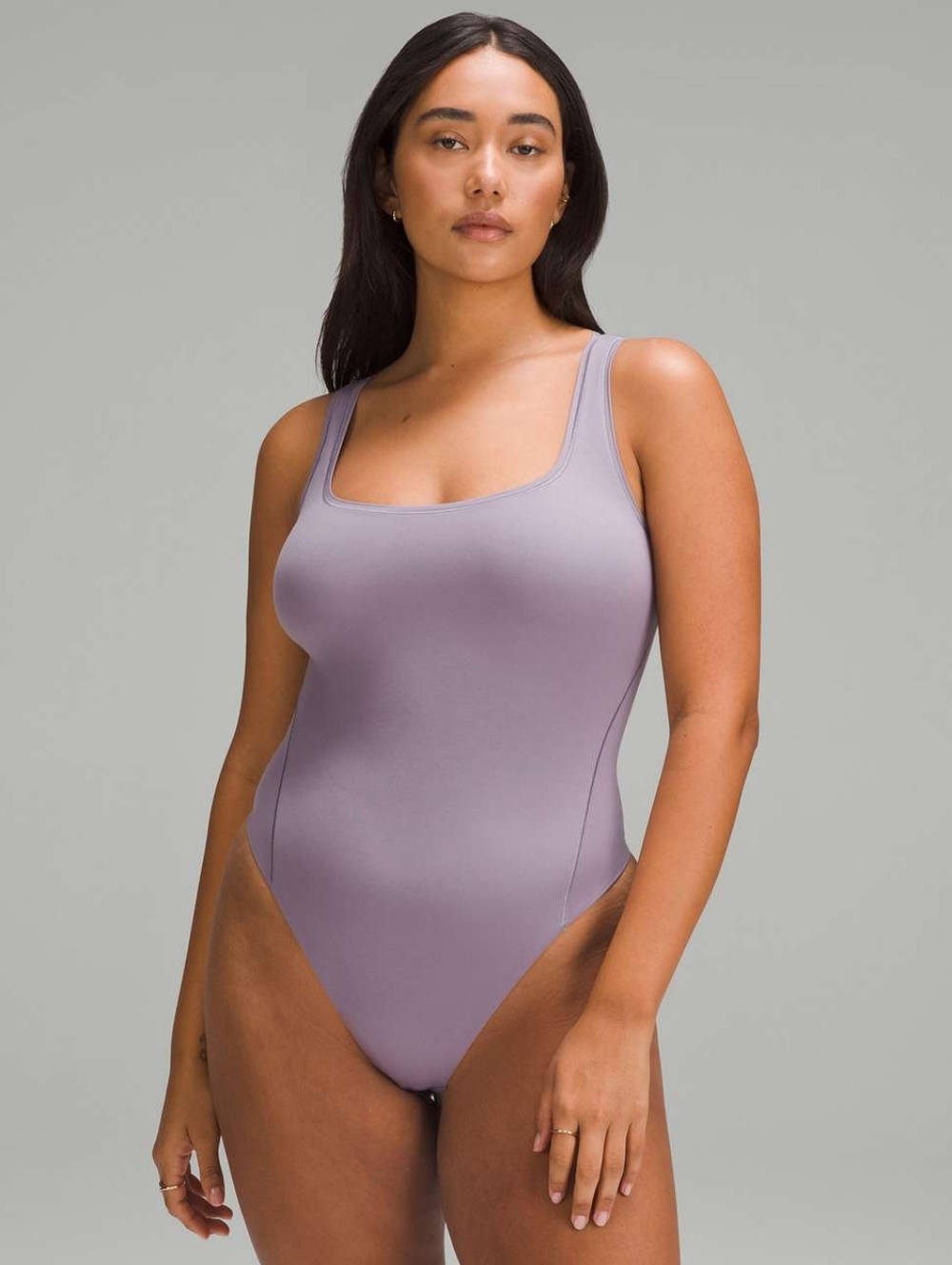 lululemon Wundermost Ultra-Soft Nulu Square-Neck Bodysuit Lilac, Medium (C3)